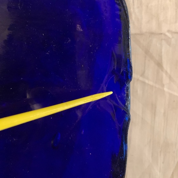 Rare HTF 10.5” Blue Glass Abstract Art Face Mask Sculpture - Picture 6 of 8